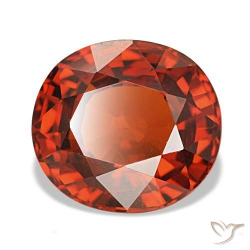 Grenat spessartite rouge naturelle coupe ovale, 4,35 ct, VVS-VS