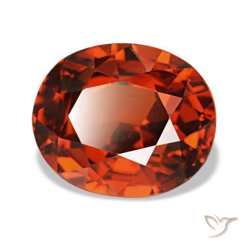 Grenat spessartite rouge naturelle coupe ovale, 3,89 ct, VS