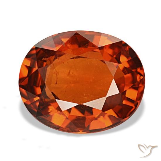 Grenat spessartite rouge naturelle coupe ovale, 3,55 ct, VS