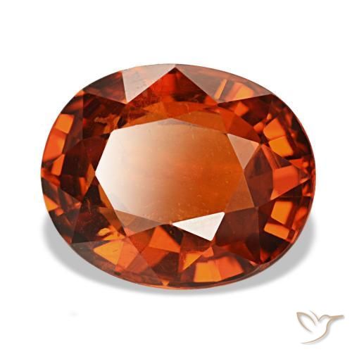 Grenat spessartite rouge naturelle coupe ovale, 3,55 ct, VS