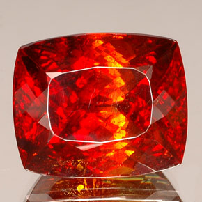 Sphalérite Rouge orange naturelle Coupe coussin, 58.99 ct, VS-SI
