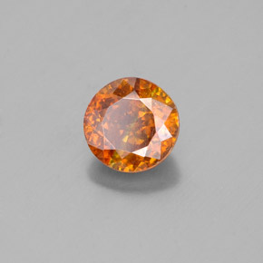 Sphalérite orange naturelle coupe roude, 1,60 ct, SI