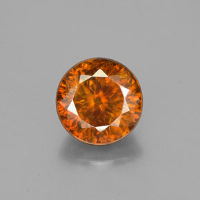 Sphalérite orange naturelle coupe roude, 1,97 ct, SI