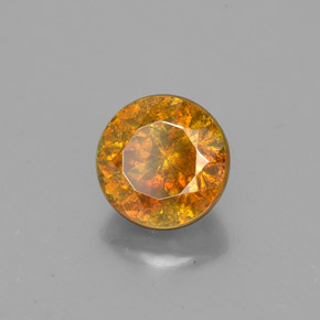 Sphalérite orange naturelle coupe roude, 1,86 ct, SI