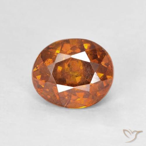 Sphalérite Medium Dark-Orange naturelle ovale, 1.28 ct, SI-I1