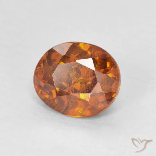 Sphalérite Medium Dark-Orange naturelle ovale, 1.28 ct, SI-I1
