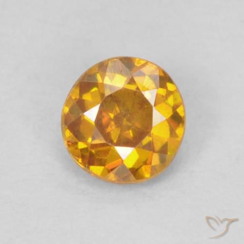 Sphalérite orange naturelle coupe roude, 0,20 ct, SI-I1