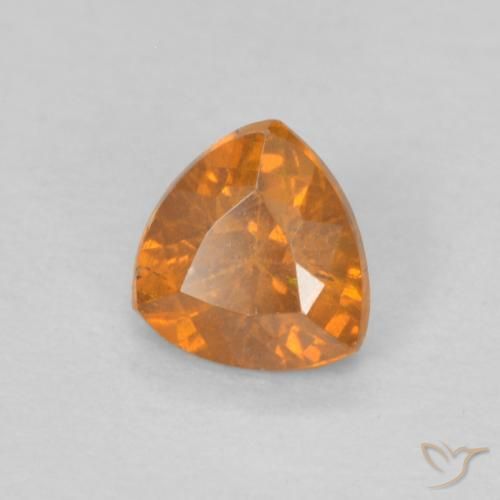 Sphalérite Orange foncé naturelle Trillion, 0.38 ct, VS-SI