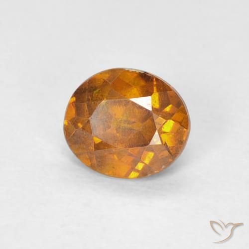 Sphalérite Orange brunâtre naturelle ovale, 0.78 ct, VS-SI