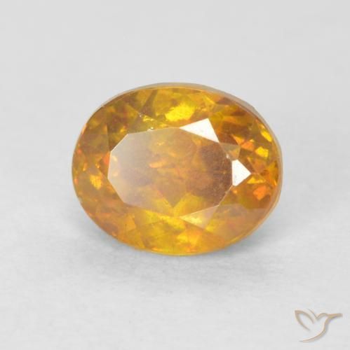 Sphalérite Doré-orange foncé naturelle ovale, 0.91 ct, VS-SI