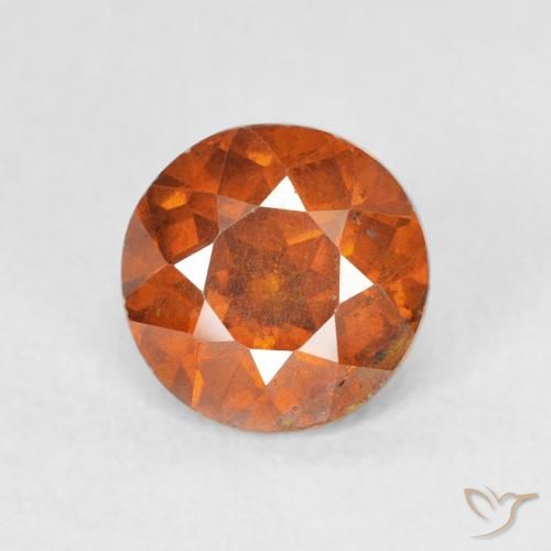 Sphalérite Orange foncé naturelle Coupe roude, 1.28 ct, VS-SI