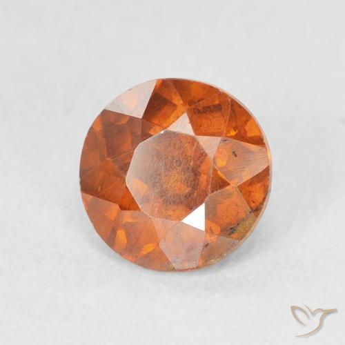 Sphalérite Orange foncé naturelle Coupe roude, 1.28 ct, VS-SI