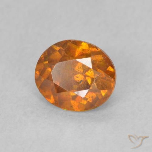 Sphalérite Orange foncé naturelle ovale, 0.72 ct, SI