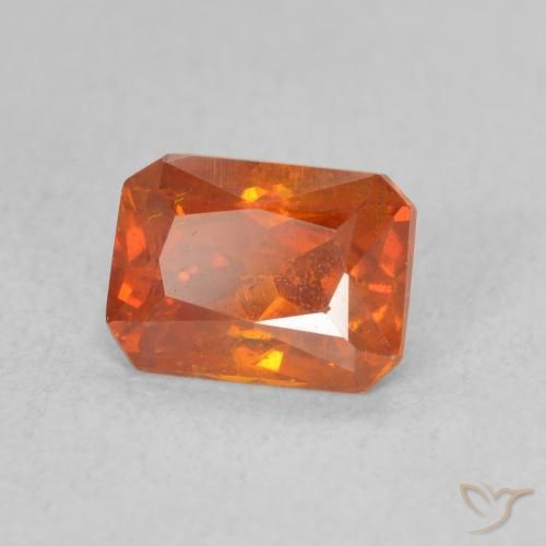 Sphalérite Orange feu naturelle Octogone / coupe Émeraude, 1.40 ct, VS-SI