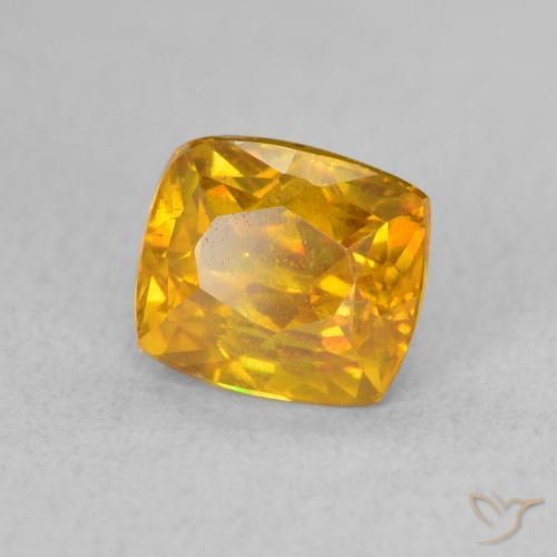 Sphalérite Orange-or naturelle Coussin, 1.71 ct, VS-SI