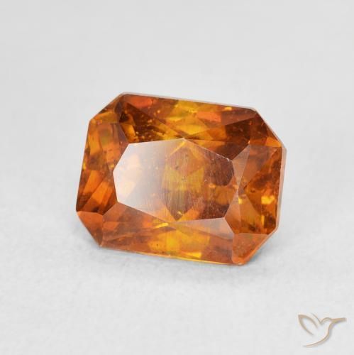Sphalérite Medium Dark-Orange naturelle Octogone / coupe Émeraude, 2.75 ct, SI