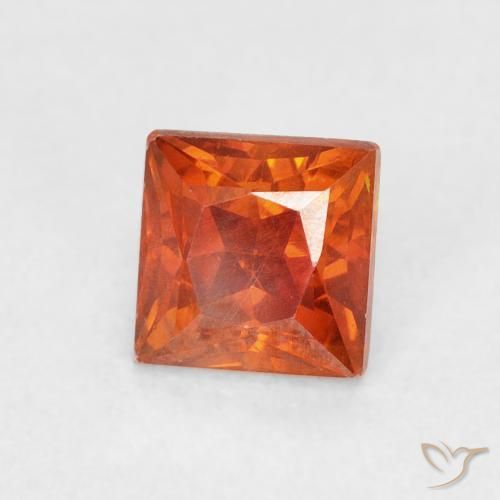 Sphalérite Orange feu naturelle Carré, 1.08 ct, SI