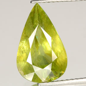 Sphène vert naturelle en forme de poire, 5,24 ct, SI