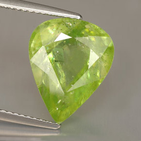 Sphène vert naturelle en forme de poire, 6,05 ct, SI-I1