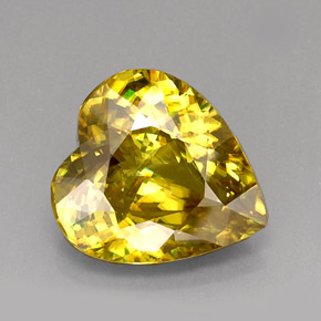 Sphène jaune naturelle forme de coeur, 12,18 ct, VVS