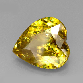 Sphène jaune naturelle forme de coeur, 12,18 ct, VVS