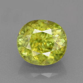 Sphène Vert jaunâtre naturelle Coupe ovale, 3.15 ct, VS