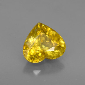 Sphène jaune naturelle forme de coeur, 1,62 ct, VS-SI