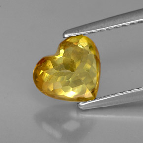Sphène jaune naturelle forme de coeur, 1,62 ct, VS-SI
