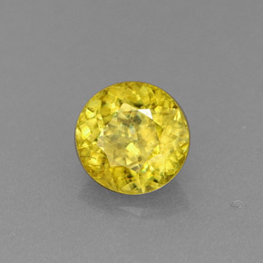 Sphène jaune naturelle coupe roude, 0,69 ct, VS