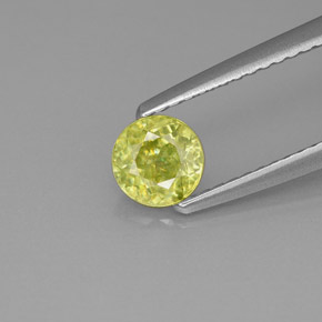 Sphène vert naturelle coupe roude, 0,62 ct, VS-SI