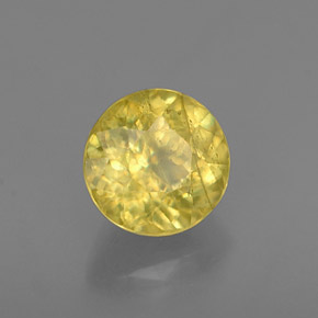 Sphène jaune naturelle coupe roude, 0,86 ct, VS-SI