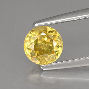 Sphène jaune naturelle coupe roude, 0,72 ct, SI