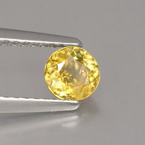 Sphène jaune naturelle coupe roude, 0,49 ct, VS