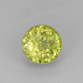 Sphène vert naturelle coupe roude, 1,36 ct, VS