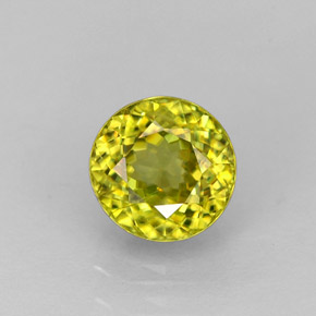 Sphène jaune naturelle coupe roude, 1,24 ct, VS