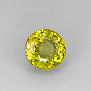 Sphène jaune naturelle coupe roude, 1,24 ct, VS