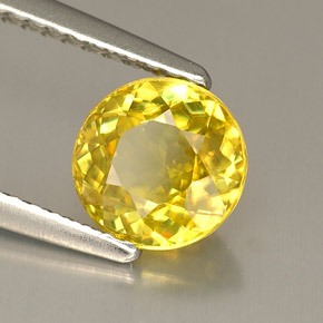 Sphène Jaune doré naturelle Coupe roude, 1.31 ct, VVS-VS