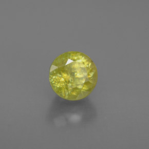 Sphène vert naturelle coupe roude, 1,21 ct, VS-SI