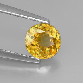 Sphène jaune naturelle coupe roude, 0,69 ct, VS-SI