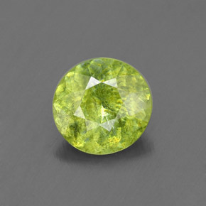 Sphène vert naturelle coupe roude, 0,99 ct, VS-SI