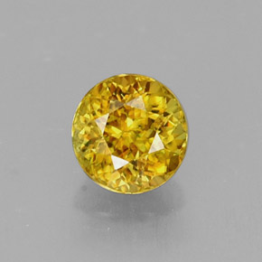 Sphène jaune naturelle coupe roude, 0,55 ct, VVS-VS