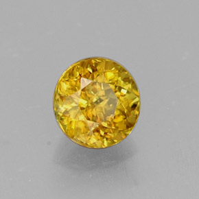 Sphène jaune naturelle coupe roude, 0,55 ct, VVS-VS