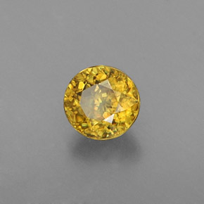 Sphène jaune naturelle coupe roude, 0,42 ct, VS