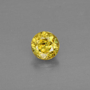 Sphène jaune naturelle coupe roude, 0,50 ct, VVS-VS