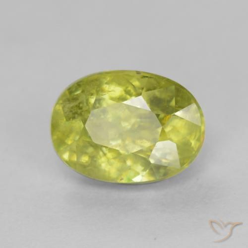 Sphène Jaune moyen naturelle ovale, 1.22 ct, VS-SI