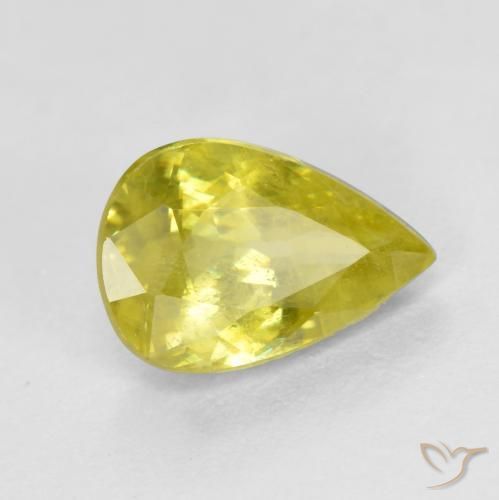 Sphène Jaune cybernétique naturelle En forme de poire, 1.11 ct, VS-SI