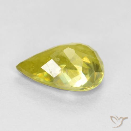 Sphène Jaune cybernétique naturelle En forme de poire, 1.11 ct, VS-SI