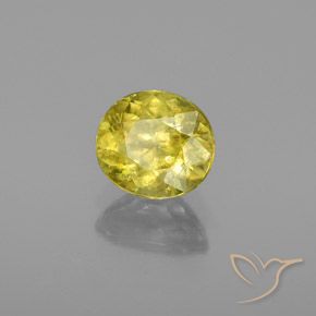Sphène Jaune cybernétique naturelle ovale, 1.23 ct, SI