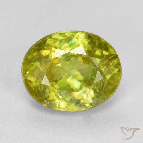 1.74ct Naturel Vert jaune Sphène, ovale, SI