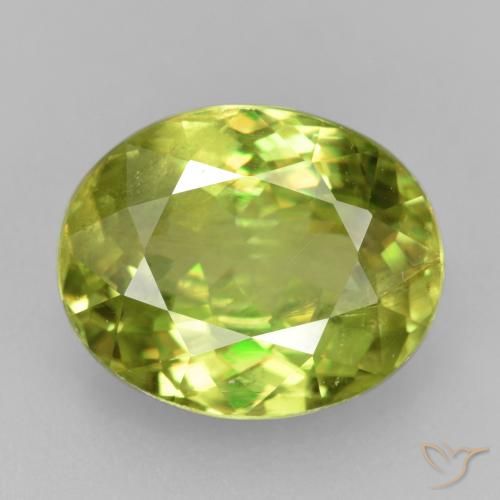 Sphène vert naturelle coupe ovale, 3,72 ct, VS